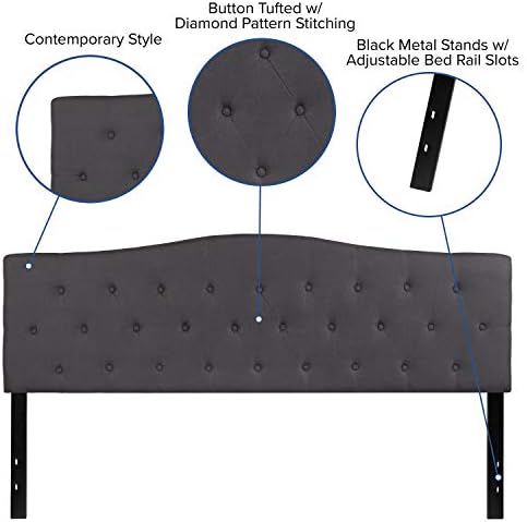 EMMA + OLIVER Dark Gray King Tufted Headboard
