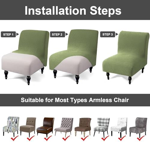 Eco-Ancheng Armless Chair Slipcover Removable Armless Accent Chairs Covers Washable Armless Slipper Chair Slipcover Printed Armless Chair Furniture Protector Covers for Living Dining Room Hotel,22