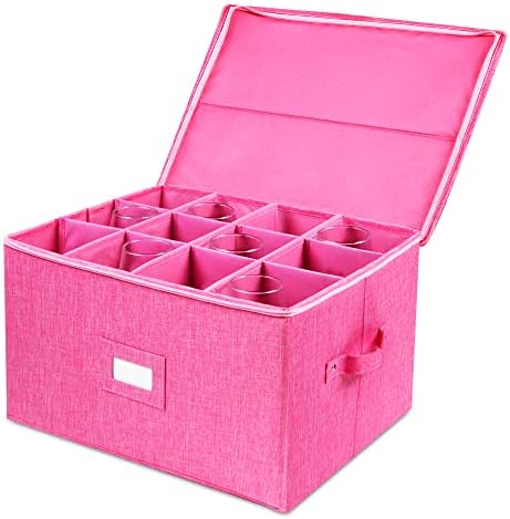 Wine Glass Storage Box, Stemware Storage Containers Cases with Dividers