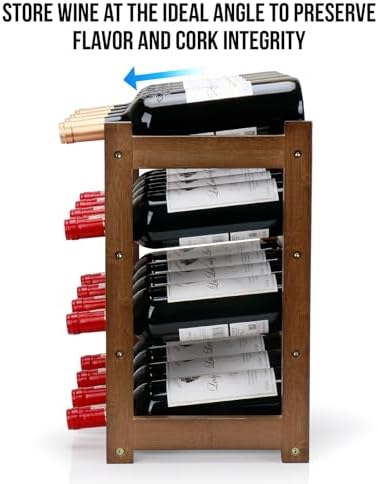 Bamboo Wine Rack, 4-Tier 16 Bottles Wine Storage Cabinet Shelf