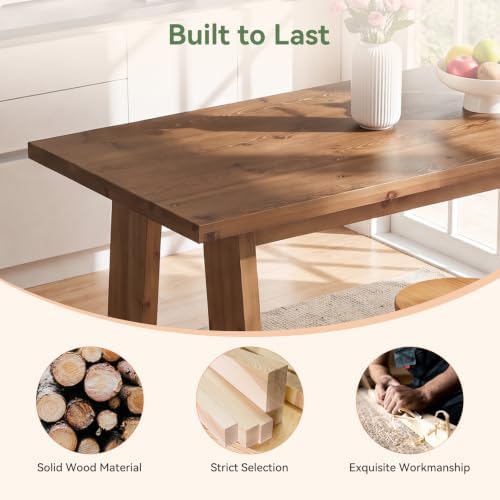 63" Solid Wood Bar Table, Rectangular Farmhouse Pub Table with A-Frame, Heavy-Duty High Top Dining Bar Unit for 4 for Kitchen, Home Bar, Coffee Bar, Rustic Brown