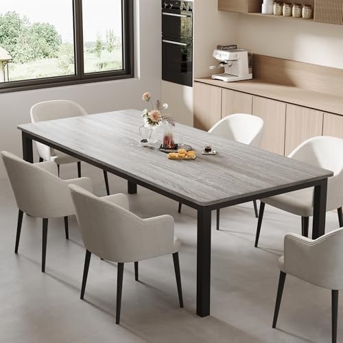 GarveeHome 78in Industrial Dining Table for 6-8 People, Long Kitchen Table