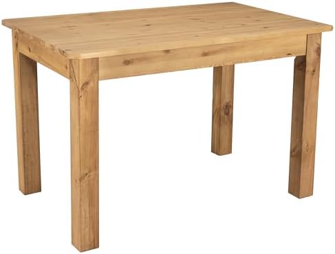 Merrick Lane Jessamine 46" x 30" Rectangular Rustic Solid Pine Farm Dining Table, Antique Farmhouse Wooden Dining Table for Kitchens and Parties, Light Natural
