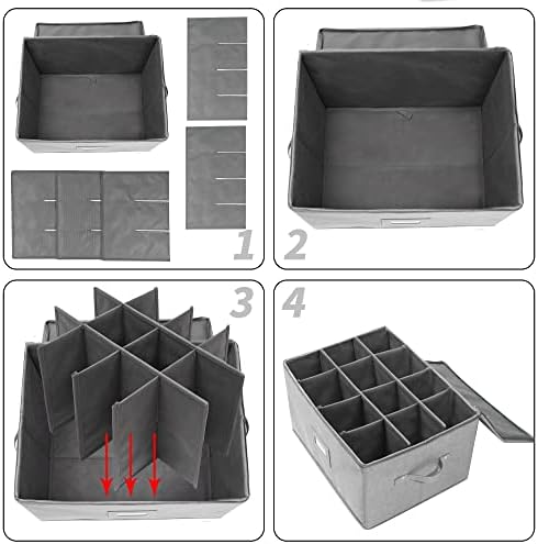 Stemware Storage Cases, Wine Glass Storage Box Containers with Dividers