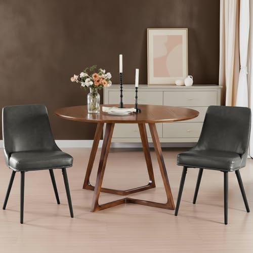 kinmars Kitchen & Dining Leather Dining Chairs Set of 2, Grey