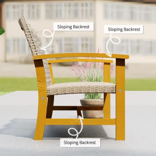 Outsunny Wicker Outdoor Couch 3-Seat Patio Sofa 1000 lbs. Capacity Teak