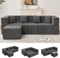 MONVANE 103'' Modular Sectional Sofa, Comfy Chenille Cloud Couch with Ottoman, Modern Convertible L Shaped Couch with Deep Seat, Sectional Couches for Living Room, No Assembly Required, Grey