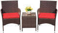 Devoko 3 Piece Patio Furniture Set Outdoor Wicker Conversation (Red)
