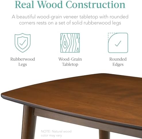 Best Choice Products 5-Piece Dining Set, Compact Mid-Century Modern Table & Chair Set for Home, Apartment w/ 4 Chairs, Padded Seats & Backrests, Wooden Frame - Walnut/Moss Green