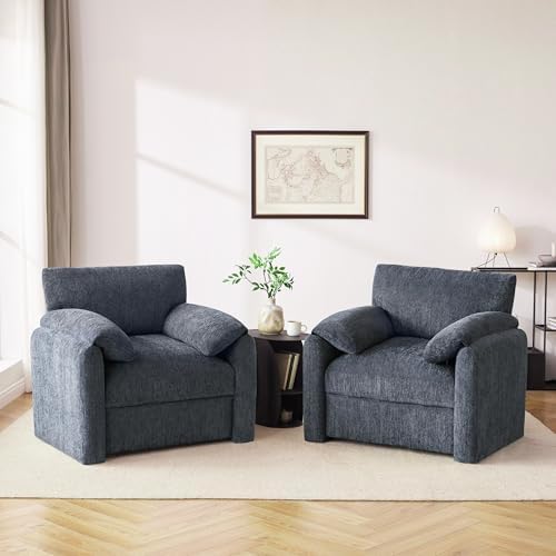 Howjoe Accent Chair for Living Room, Oversized Reading Armchair, Blue