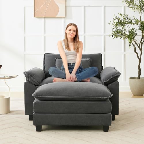 Oprisen 53" Modular Sectional Sofa, Comfy Deep Cloud Couch with Ottoman