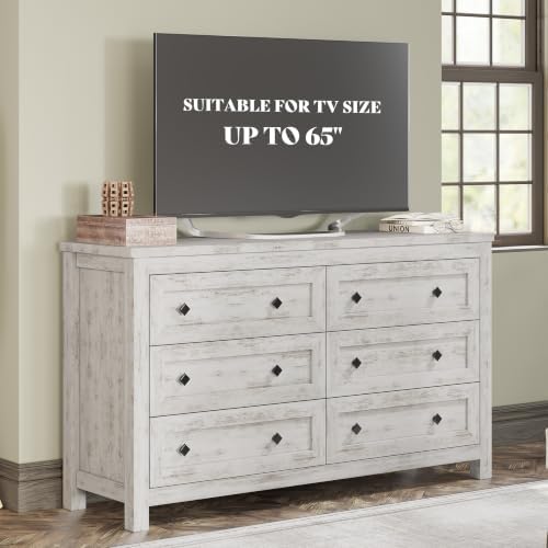 AMERLIFE 5-Piece Farmhouse Bedroom Set, King Bed Frame & Dresser, White