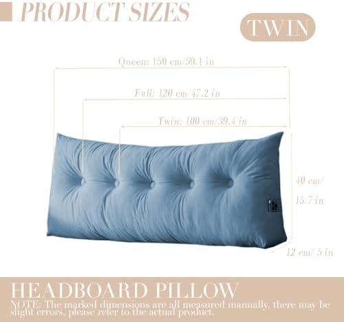 Wedge Headboard Pillow Twin XL, College Dorm Essentials Bed Reading
