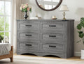 Decofy 47" Farmhouse 6-Drawer Dresser for Bedroom, Grey