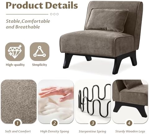 Armless Accent Chairs Set of 2 Upholstered Living Room Side Chairs