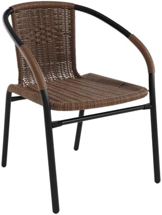 Flash Furniture Lila Medium Brown Rattan Indoor-Outdoor Restaurant Stack Chair