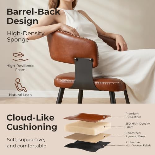 Dining Chairs Set of 4, Modern Faux Leather Kitchen Chairs