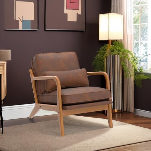 Karl home Mid-Century Modern Accent Reading Chair, Brown