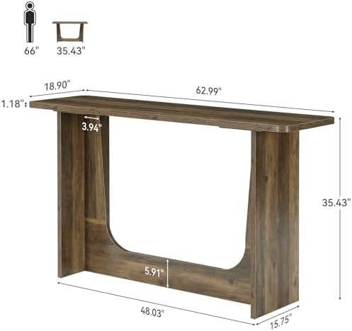 LITTLE TREE 63" Bar Table, Farmhouse Bar Height Table with Sturdy Wooden Base & Anti-Scratch Foot Pads, Home Bar Units for Dining Room, Kitchen, Living Room, Bistro