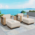 SUNSHINE VALLEY 4pcs Patio Furniture Set, Outdoor Wicker Chairs, Beige