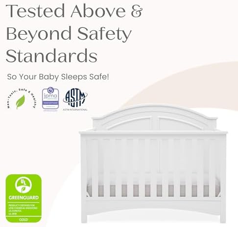 Delta Children Perry 6-in-1 Convertible Crib - Greenguard Gold Certified, Bianca White