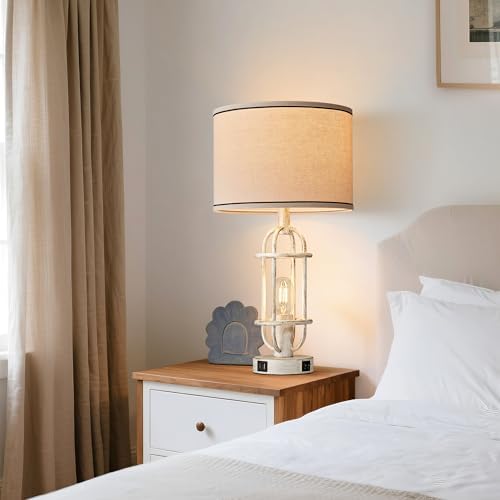 Reaketon 22.3” Vintage Table Lamps for Living Room Set of 2, Antique White