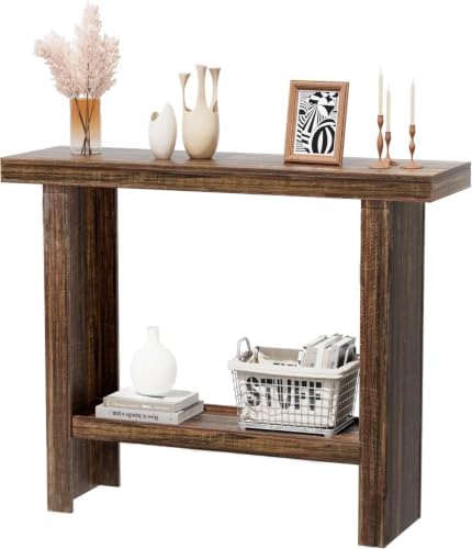 LIFECHOVY Farmhouse Wood Entryway Table Narrow Console Tables with Storage