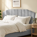 Upholstered Headboard for Full/Queen Beds - Arched Headboard & Bed Frame Mount, Adjustable Height, Velvet Tufted Modern Vertical Channel Design (Gray, King (U.S. Standard))