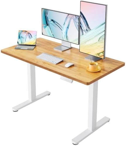 HUANUO 48x24 Inch Electric Standing Desk, Adjustable, Light Vintage Brown
