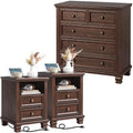 SAVOR LIFE Farmhouse Bedroom Dresser Sets 3 Piece, Walnut