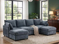 Iroomy Modular Sectional Couch for Living Room, Modern 6 Seater Convertible U Shaped Sofa with Ottoman, Spring Cushion Seating, Grey