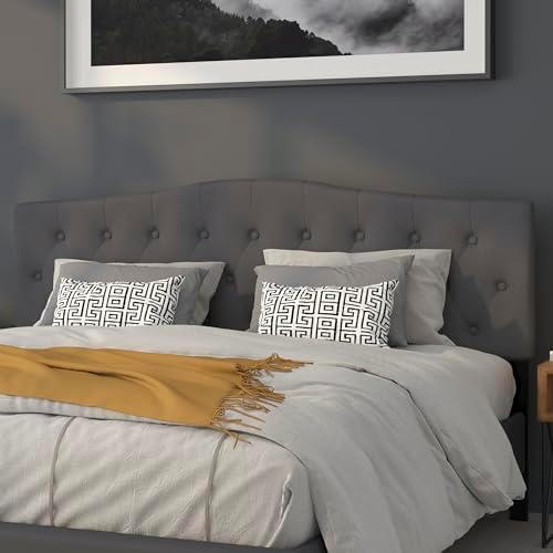 EMMA + OLIVER Dark Gray King Tufted Headboard