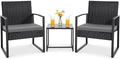 Flamaker 3 Pieces Patio Furniture Set Outdoor Wicker Bistro Chair (Grey)