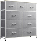 WLIVE Tall Dresser for Bedroom, 9 Drawer Chest of Drawers, Light Grey