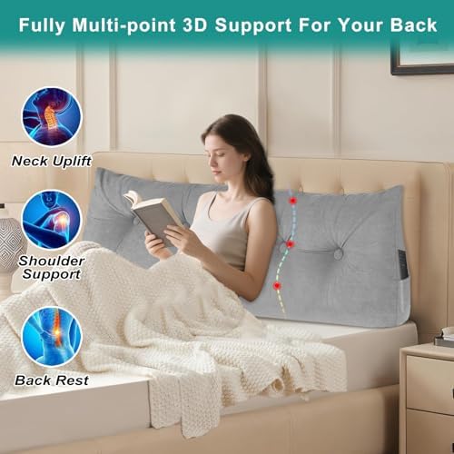 Headboard Pillow Twin, Triangular Bed Wedge Backrest Reading Pillow Cushion for Dorm Sofa Day Bed