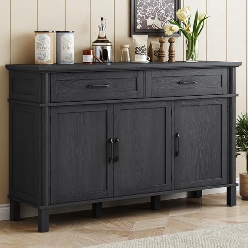 ONBRILL 55 Inch Buffet Cabinet with Storage, Black