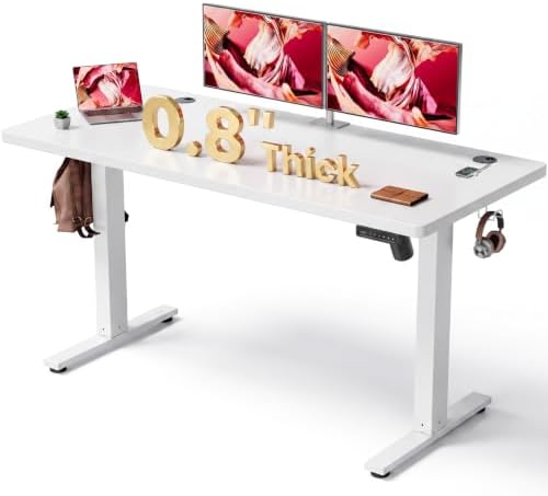 White 47x24 in Electric Standing Desk, 0.8 Inch Thick Tabletop