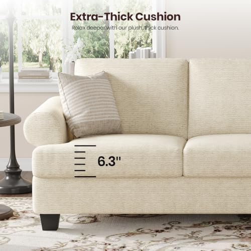 COPIAE 91 Inch Lawson Sofa with Extra Deep Seats Oversize, Water-Resistant Mid-Century 3-Seat Sofa Couch, for Living Room, Apartment, Lounge, Chenille Beige