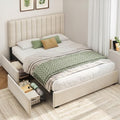 Welzona Full Size Upholstered Bed Frame with Headboard & 2 Drawers, White