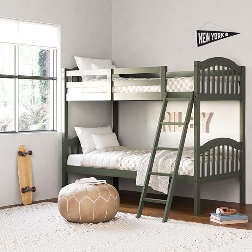 Storkcraft Long Horn Twin-Over-Twin Bunk Bed, Olive