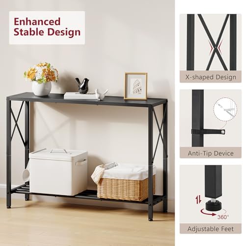 Tajsoon Console Table 41.8", 2 Tier Narrow Entryway Table with Shelves