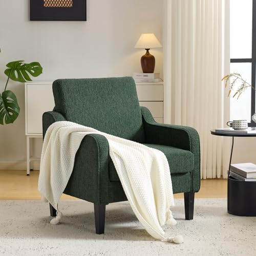 VINGLI Dark Green Accent Chair, Chenille Armchair for Living Room