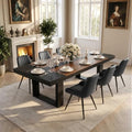 Miereirl 7-Piece Modern Farmhouse Dining Table Set, 86.6" x 47.2" Sturdy Stable Dining Table with 6 Chairs, Rectangular Kitchen Table Set for 6,(Black & Walnut Table+6 Black Chairs)
