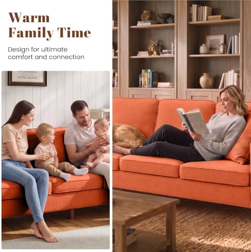 80" Chenille Sofa Mid Century Modern 3 Seater Couch for Living Room Office