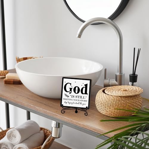 Home Decor, Farmhouse Shelf Decor For Living Room, Boho Aesthetic Table Decorations, Christian Gifts For Women Men, Entryway Tv Stand Fireplace Mantle Coffee Table Decoration (story-05)