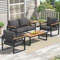 4 Pieces Metal Patio Furniture Set for Outdoor Balcony, Grey