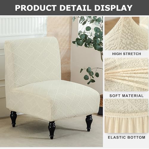 Eco-Ancheng Armless Chair Slipcover Removable Armless Accent Chairs Covers Washable Armless Slipper Chair Slipcover Printed Armless Chair Furniture Protector Covers for Living Dining Room Hotel