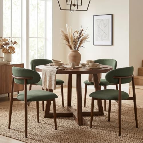 UVV Dining Chairs Set of 2, Metal Kitchen Chairs with Modern Fabric Upholstered for Dining Room, Green