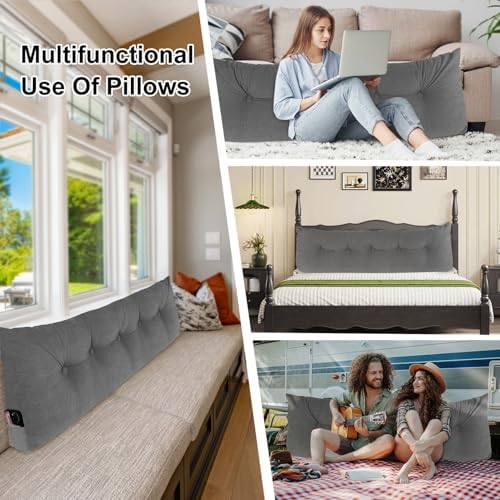 Headboard Pillow Twin, Triangular Bed Wedge Backrest Reading Pillow Cushion for Dorm Sofa Day Bed