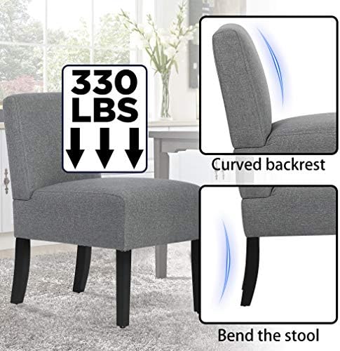 BestMassage Dining Chairs Accent Chair Armless Chair with Solid Wood Legs Home Furniture for Set of 2 Urban Style Modern Elegant Design Fabric Living Room Chairs,Grey